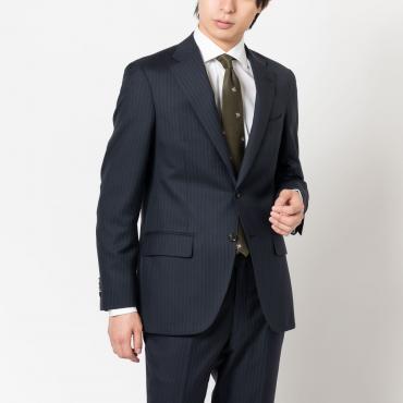 【入荷待ち】ウール50%ブレンド ネイビーストライプ