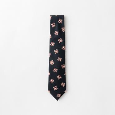 【入荷待ち】ネイビースクエアモチーフタイ