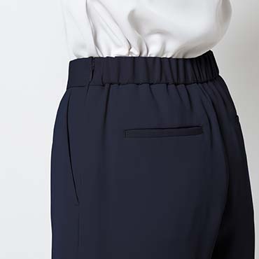 ワンタックストレッチワイドパンツ ネイビー無地