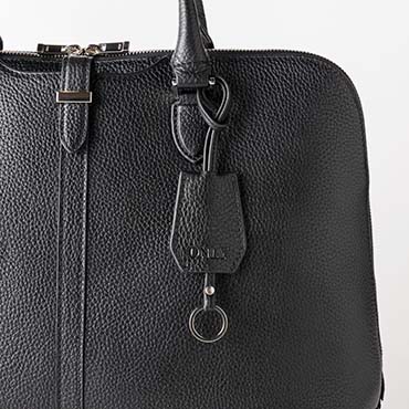 本革キーリンク付きブリーフバッグ ブラック