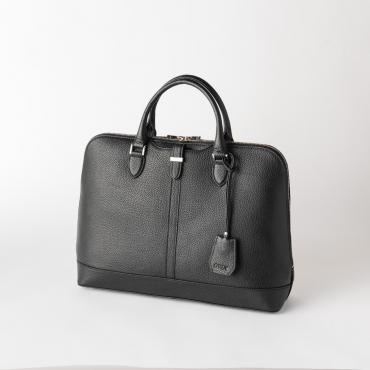 本革キーリンク付きラウンドブリーフバッグ ブラック