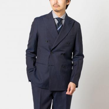 伊カノニコ社 ウールリネン  ダブルブレスト ネイビー