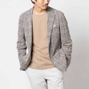 伊ローマ社 コットンジャージージャケット ベージュチェック