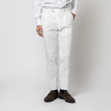 伊ビスコンティ社 コットン ワンタックパンツ ホワイト