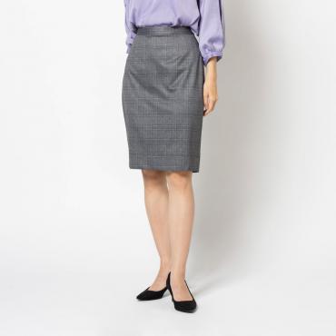 【入荷待ち】トラベラージャージー / タイトスカート ライトグレー チェック