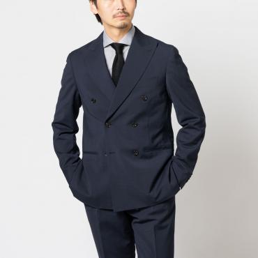 オリベイラ社 シアサッカーセットアップダブルジャケット　ネイビー無地