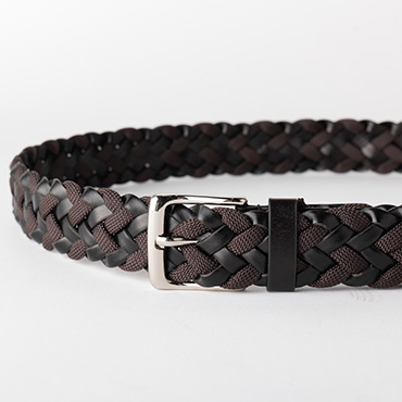 レザー調コンビメッシュベルト ブラウン