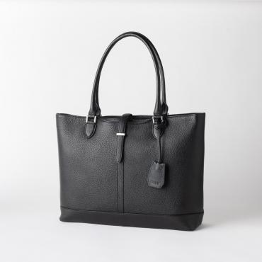 本革キーリンク付きトートバッグ ブラック