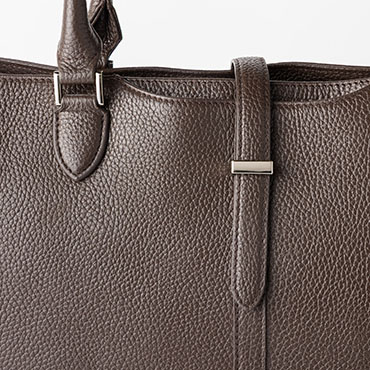 本革キーリンク付きトートバッグ ブラウン