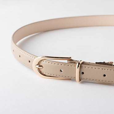 本革 スリムレザーベルト ベージュ