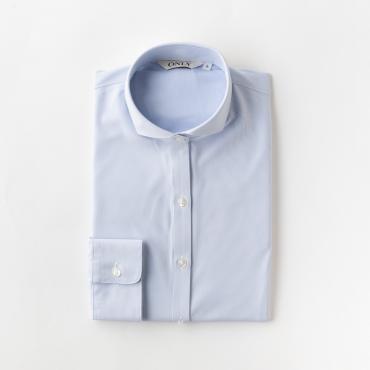 トリコットニット / ブルーカッタウェイカラー ストレッチシャツ