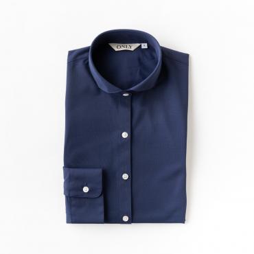 トリコットニット / ネイビーカッタウェイカラー ストレッチシャツ