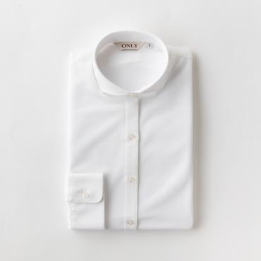 トリコットニット / ホワイトカッタウェイカラー ストレッチシャツ