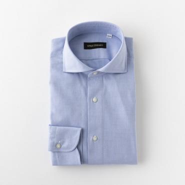 【100番手双糸】 EASY CARE BLUE からみ織りシャツ