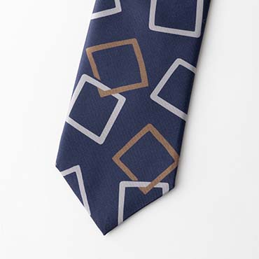 ネイビースクエアモチーフタイ