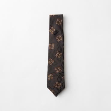 ブラウンモチーフプリントタイ