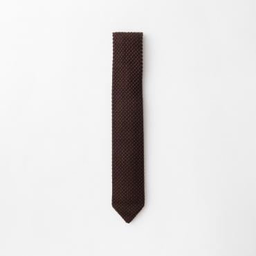 ブラウンコットンシルクニットタイ