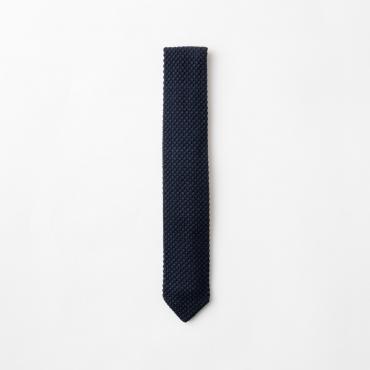 ネイビーコットンシルクニットタイ