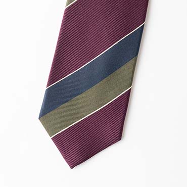 ボルドーレジメンタルストライプタイ