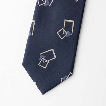 ネイビースクエアモチーフタイ