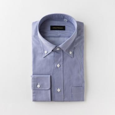 【120番手双糸】BLUE コットン100%ピンストライプシャツ