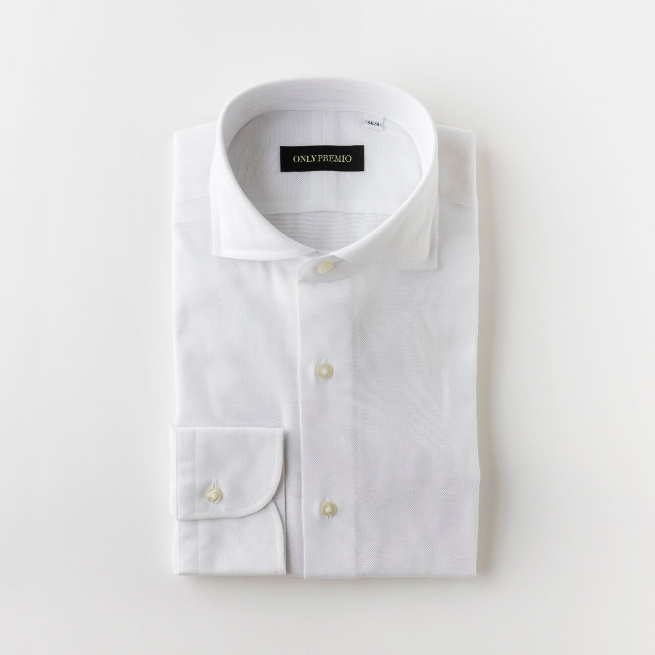 【100番手双糸】 EASY CARE WHITE からみ織りシャツ