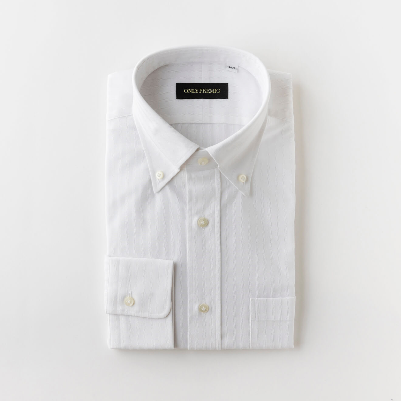 【100番手双糸】EASY CARE WHITE からみ織りボタンダウンシャツ