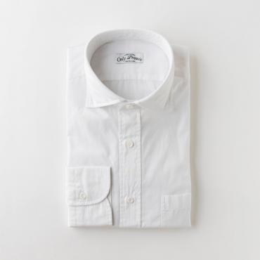 【120番手双糸】WHITE コットン100%ウォッシュブロードシャツ