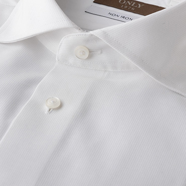 綿100%ノンアイロン / ワイドスプレッド ホワイト 柄無地