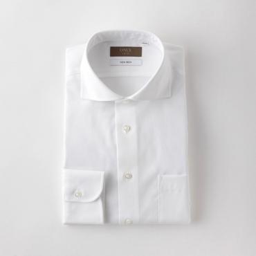 綿100%ノンアイロン / ワイドスプレッド ホワイト 柄無地