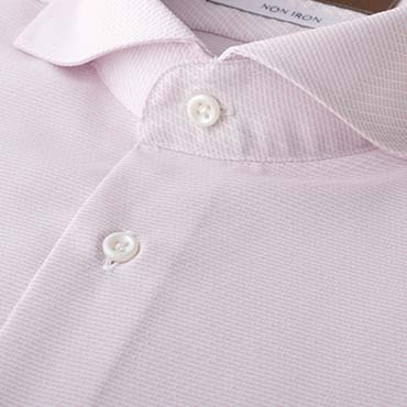 トラベラー / ストレッチノンアイロン カッタウェイ スナップボタン ピンク 柄無地