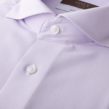 綿100%ノンアイロン / カッタウェイ スナップボタン ピンク 無地