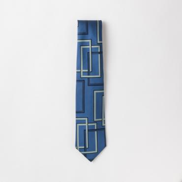 ブルーモチーフプリントタイ