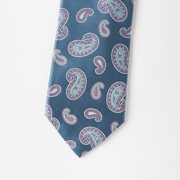 サックスペイズリーモチーフジャガードタイ