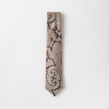 ブラウンペイズリーモチーフジャガードタイ