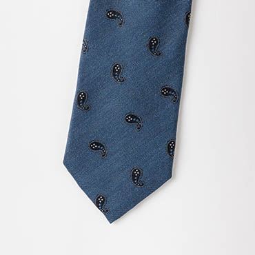 ブルーペイズリーモチーフタイ