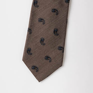 ブラウンペイズリーモチーフタイ