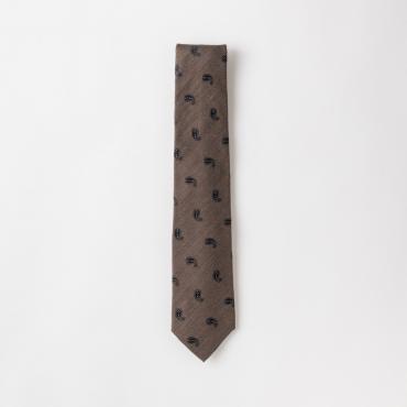 ブラウンペイズリーモチーフタイ