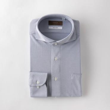 鹿の子ニットジャージー / カッタウェイ スナップボタン ブルー 無地