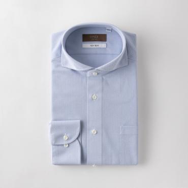 トリコットニットジャージー / カッタウェイ  スナップボタン サックス 柄無地