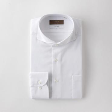 トラベラー / ストレッチノンアイロン カッタウェイ スナップボタン ホワイト ツイル