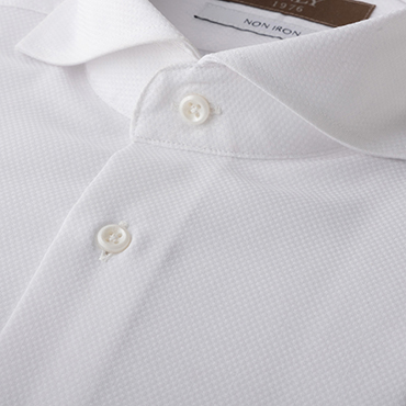 トラベラー / ストレッチノンアイロン カッタウェイ スナップボタン ホワイト 柄無地