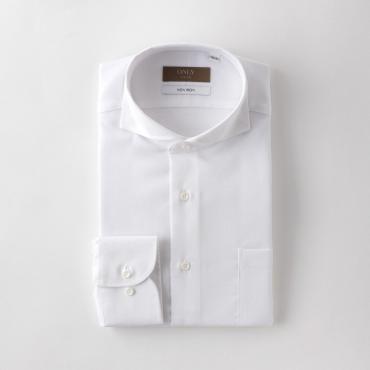 トラベラー / ストレッチノンアイロン カッタウェイ スナップボタン ホワイト 柄無地