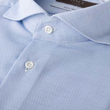 トラベラー / ストレッチノンアイロン カッタウェイ スナップボタン サックス 柄無地