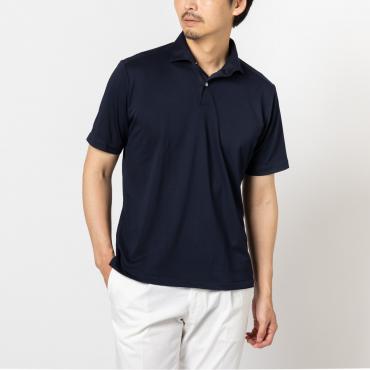 【半袖】鹿の子 プルオーバー ワンピースカラーシャツ ネイビー