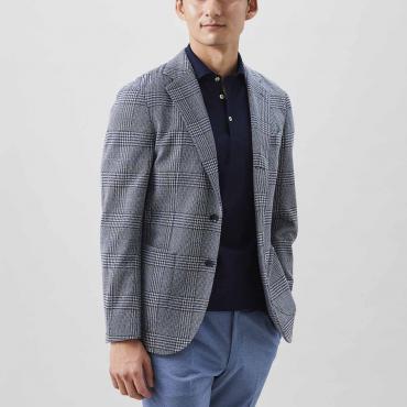 伊ROMA社 コットンジャージージャケット ネイビーチェック