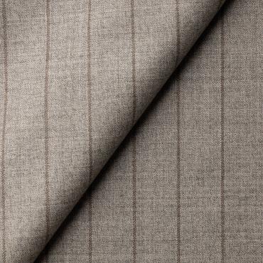 【通年】伊カノニコ SUPER110's ストライプ グレージュ