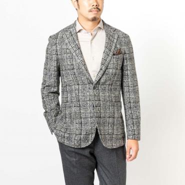 【入荷待ち】伊ローマ社 ツイードジャージージャケット　グレーチェック