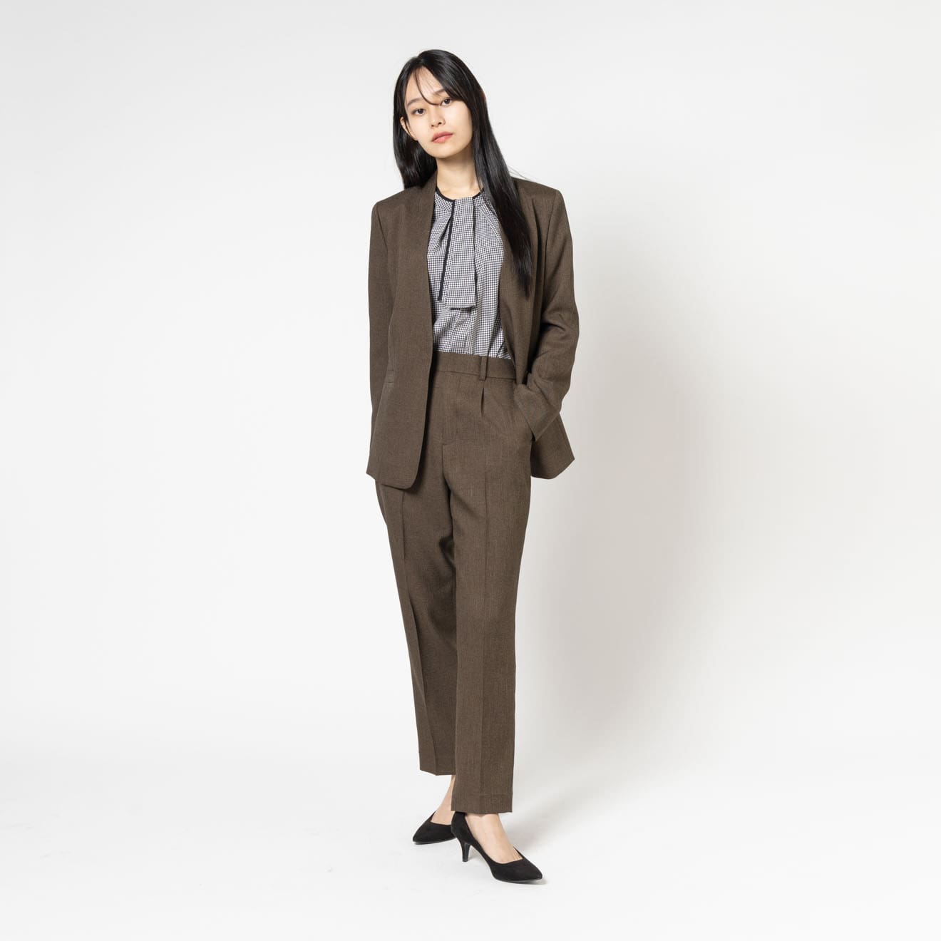 ノーカラージャケット ブラウン | ONLY ONLINE STORE