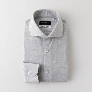 【ITALIAN FABRIC SHIRT】 LIGHT GREY ホリゾンタルカラー